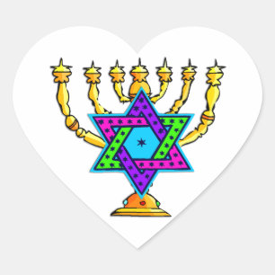 Jewish Candlesticks Heart Sticker
