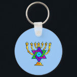 Jewish Candlesticks Key Ring<br><div class="desc">Traditional Jewish candlesticks symbolising the Hebrew Jewish Star and Light.  If you are looking for Jewish gifts,  gift ideas for Bas and Bar Mitzvah,  weddings or Jewish holidays like Hanukkah and Passover please visit our greeting cards,  baby gifts and birthday presents.</div>