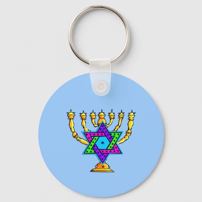 Jewish Candlesticks Key Ring (Front)