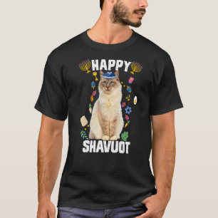 Jewish Cat Kippah Happy Shavuot Matzah Shavuot Hol T-Shirt