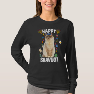 Jewish Cat Kippah Happy Shavuot Matzah Shavuot Hol T-Shirt
