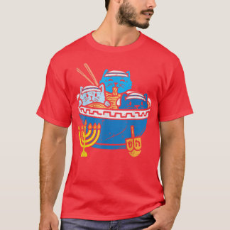 Jewish Cats Ramen Kitten Anime Hanukkah Pyjamas Ch T-Shirt