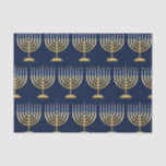 Jewish Chanukah menorah Tissue Paper<br><div class="desc">Jewish menorah with candles on blue background wrapping paper.</div>