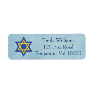 Jewish Classic Blue Return Address Label