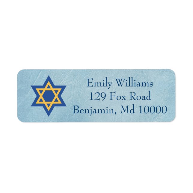 Jewish Classic Blue Return Address Label (Front)