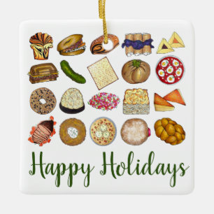 Jewish Cooking Cuisine Happy Holidays Dinner Ceramic Ornament