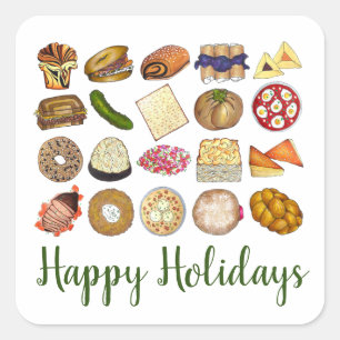 Jewish Cooking Cuisine Happy Holidays Dinner Square Sticker