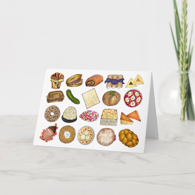 Jewish Cooking Cuisine Holiday Dinner Foods Print Card (Front)
