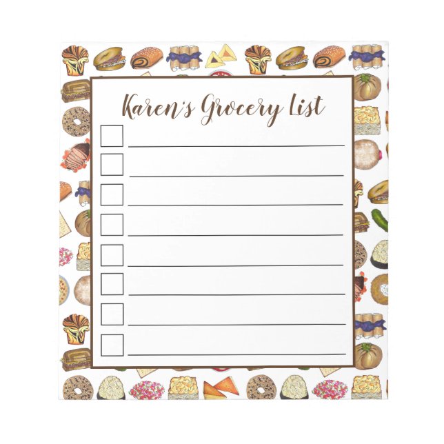 Jewish Cooking Cuisine Holiday Dinner Foods Print Notepad (Front)