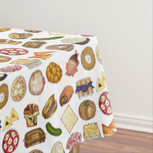 Jewish Cooking Cuisine Holiday Dinner Foods Print Tablecloth