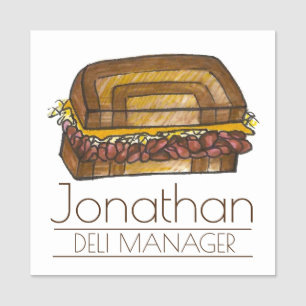 Jewish Deli Corned Beef Reuben Sandwich Restaurant Name Tag