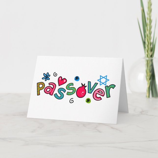 Jewish Festival of Passover Text Greeting Card (Front)