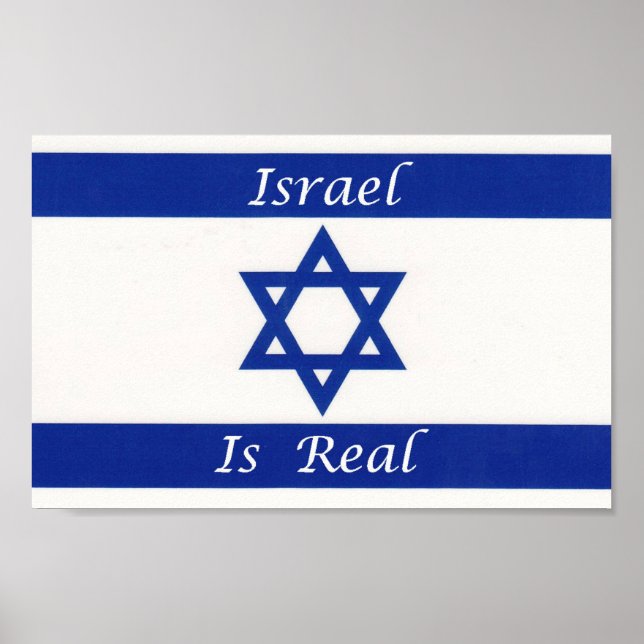 Jewish Flag - Israel Is Real - Hebrew Israeli Star Poster (Front)