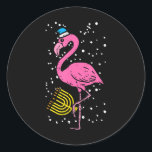 Jewish Flamingo Menorah Bird Lover Hanukkah Classic Round Sticker<br><div class="desc">Jewish Flamingo Menorah Bird Lover Hanukkah</div>
