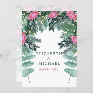 Jewish Floral Wedding Chuppah Eucalyptus Protea Invitation