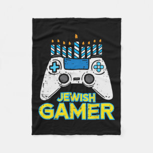 Jewish Gamer Chanukah Video Game Men Boys Kids Tee Fleece Blanket