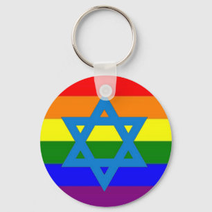 Jewish Gay Pride Flag Key Ring