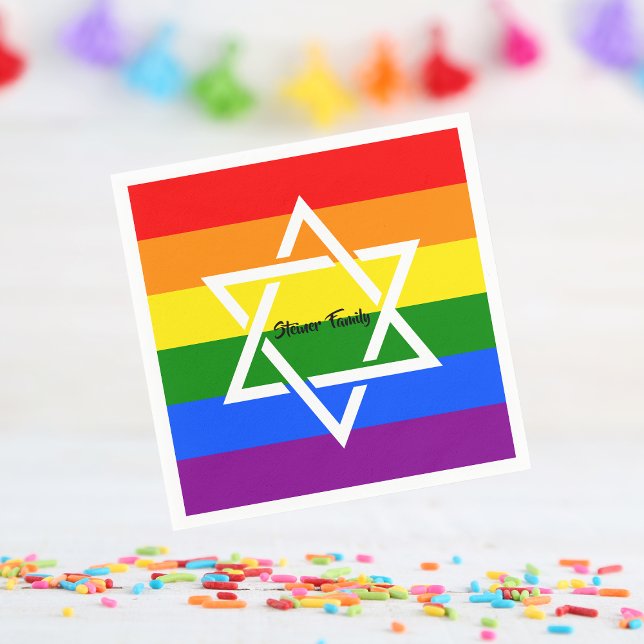 Jewish Gay Rainbow Flag Star of David  Napkin (Creator Uploaded)