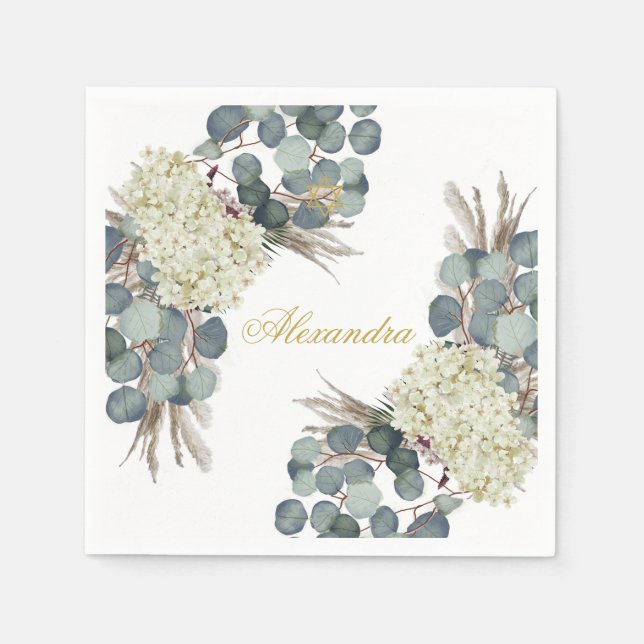 Jewish Girl Baby Naming Floral Gold  Napkin (Front)