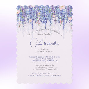 Jewish Girl Baby Naming Floral Lavender Elegant  Invitation