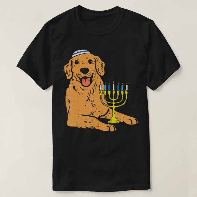 Jewish Golden Retriever Dog Hanukkah Pajamas Chanu T-Shirt (Design Front)
