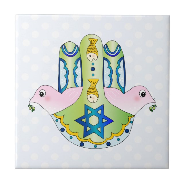 Jewish Hamsa Ceramic Tile (Front)