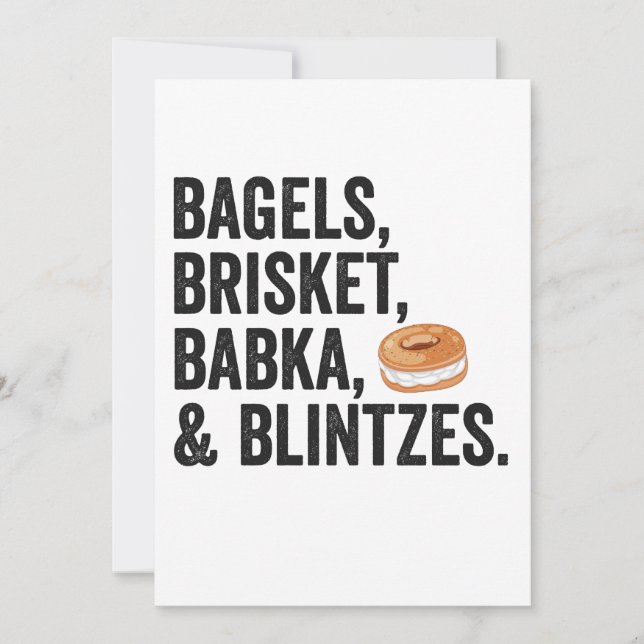 Jewish Hanukkah Bagels Brisket Bakka Blintzes Gift Invitation (Front)