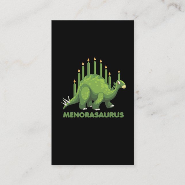 Jewish Hanukkah Dinosaur Menorah Jew Dino Fans Business Card (Front)