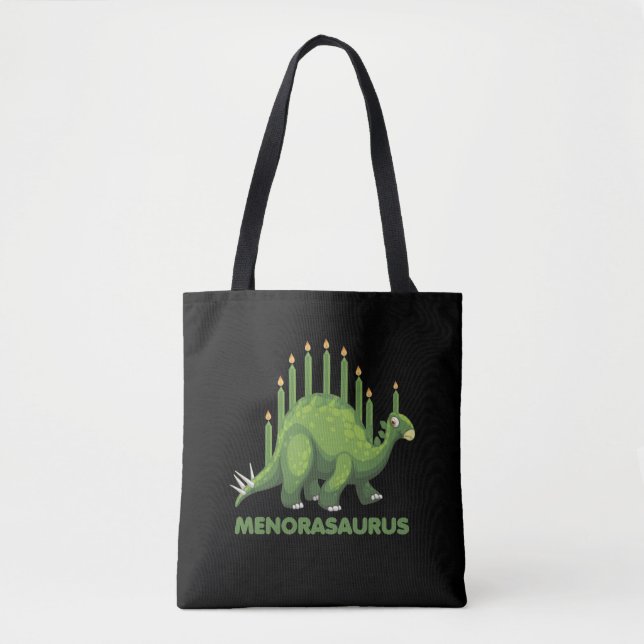 Jewish Hanukkah Dinosaur Menorah Jew Dino Fans Tote Bag (Front)