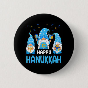 Jewish Happy Hanukkah Gnome Menorah Jew Holiday 6 Cm Round Badge