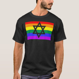 Jewish Hebrew Hanukkah Menorah LGBTQ Gay Pride Fla T-Shirt