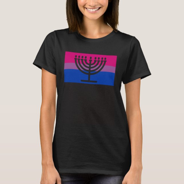 Jewish Hebrew Menorah Gay Bisexual Pride Flag Part T-Shirt (Front)