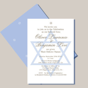 Jewish Hebrew Twin Boys Naming  Invitation