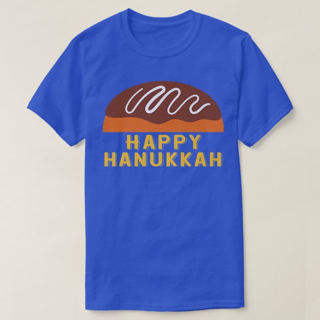 Jewish Holiday Chanukah Sufganiyah Saying Happy Ha T-Shirt (Design Front)