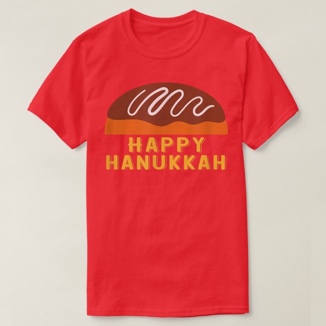 Jewish Holiday Chanukah Sufganiyah Saying Happy Ha T-Shirt (Design Front)