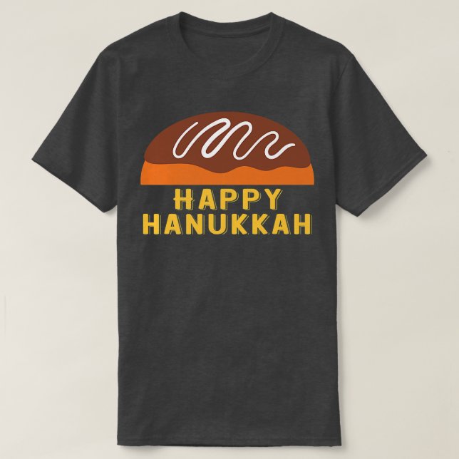 Jewish Holiday Chanukah Sufganiyah Saying Happy T-Shirt (Design Front)