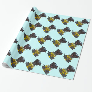 Jewish Holiday-Pug Dog with Menorah Wrapping Paper