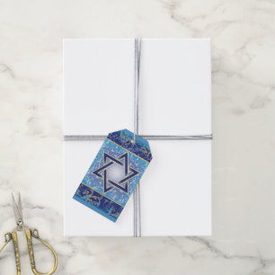 Jewish Holidays Events Star of David Blue Gold Gift Tags