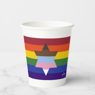 Jewish Inclusive Pride Flag Paper Cups
