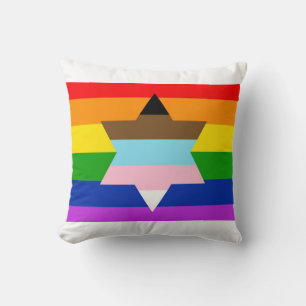 Jewish Inclusive Pride Flag Throw Pillow