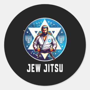 Jewish Jew Jitsu Funny Hanukkah Rabbi Karate Chanu Classic Round Sticker