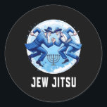 Jewish Jew Jitsu Funny Hanukkah Rabbi Karate Chanu Classic Round Sticker<br><div class="desc">Jewish Jew Jitsu Funny Hanukkah Rabbi Karate Chanukah Purim 1</div>