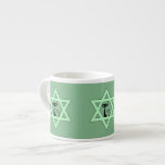 Jewish Kitty Cat Star of David Espresso Cup<br><div class="desc">Green Star of David with a black cat.</div>