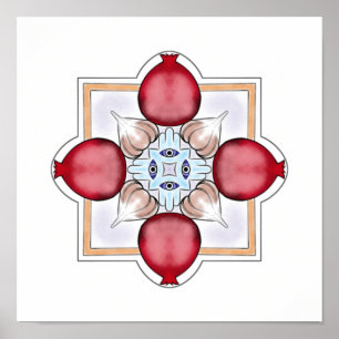 Jewish Luck - Pomegranate, Hamsa, Garlic Poster