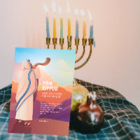 Jewish Man Blowing the Shofar Ram's Horn Greeting