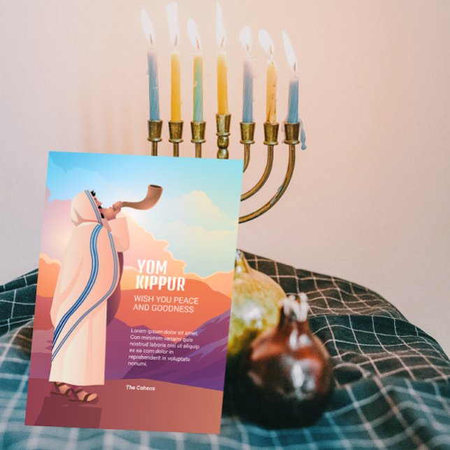Jewish Man Blowing the Shofar Ram's Horn Greeting Card (Creator Uploaded)