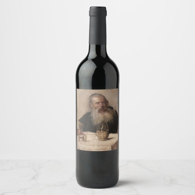 Jewish Man Drinking Wine (by Olga Boznanska) Label (Front)