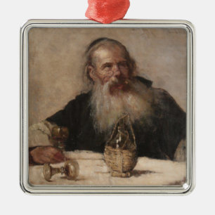 Jewish Man Drinking Wine (by Olga Boznanska) Metal Ornament