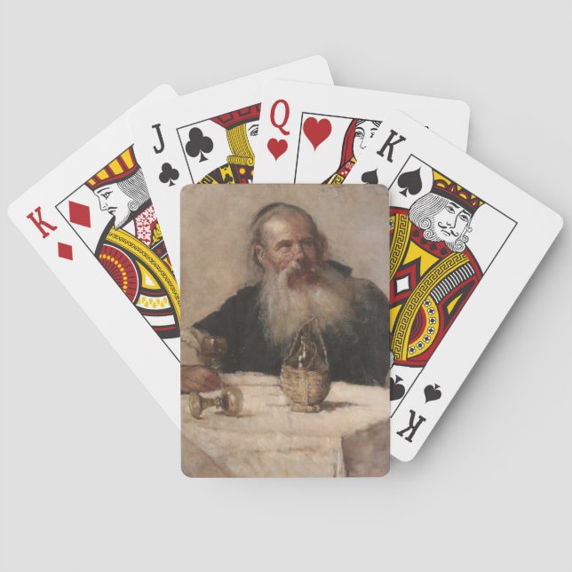 Jewish Man Drinking Wine (by Olga Boznanska) Playing Cards (Back)