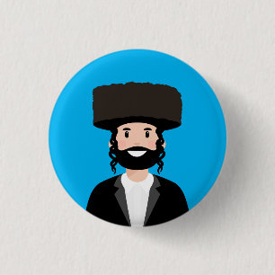 Jewish Man in Shtreimel hat 3 Cm Round Badge